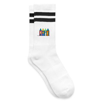 anniversary. Anniversary Decade. humor. funny - Striped tennis socks - white/black - Right