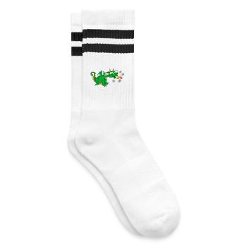 The friendly dragon - Striped tennis socks - white/black - Right