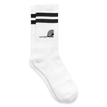 Ratte Rückseite Halb Lustig Schwanz Nagetier Tier - Gestreifte Tennissocken - Weiß/Schwarz - Rechts