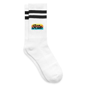 Kitesurfer Kiteboard Kitesurfing Kitesurf - Striped tennis socks - white/black - Right