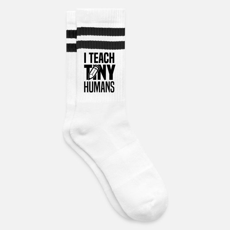 I teach tiny humans - Striped tennis socks - white/black