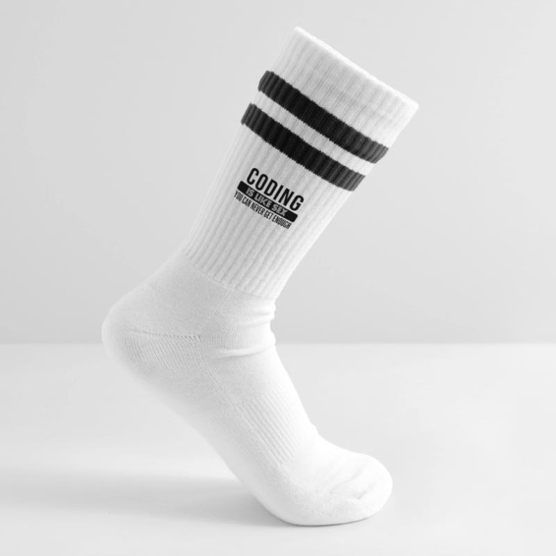 Coding Statement – Provocative Developer Design Striped tennis socks