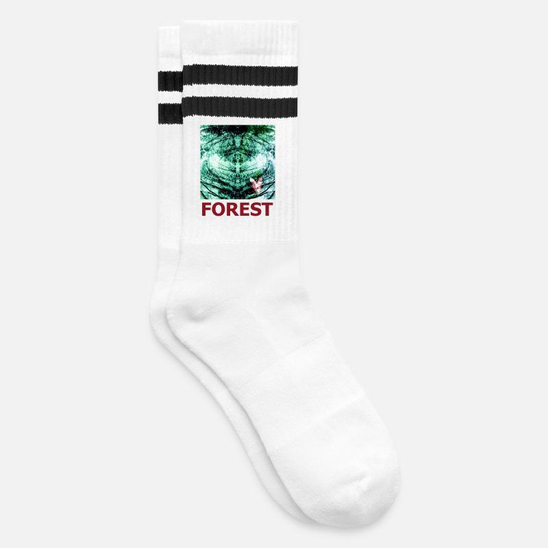 Reflet de la forêt et papillon - Chaussettes de tennis - blanc/noir