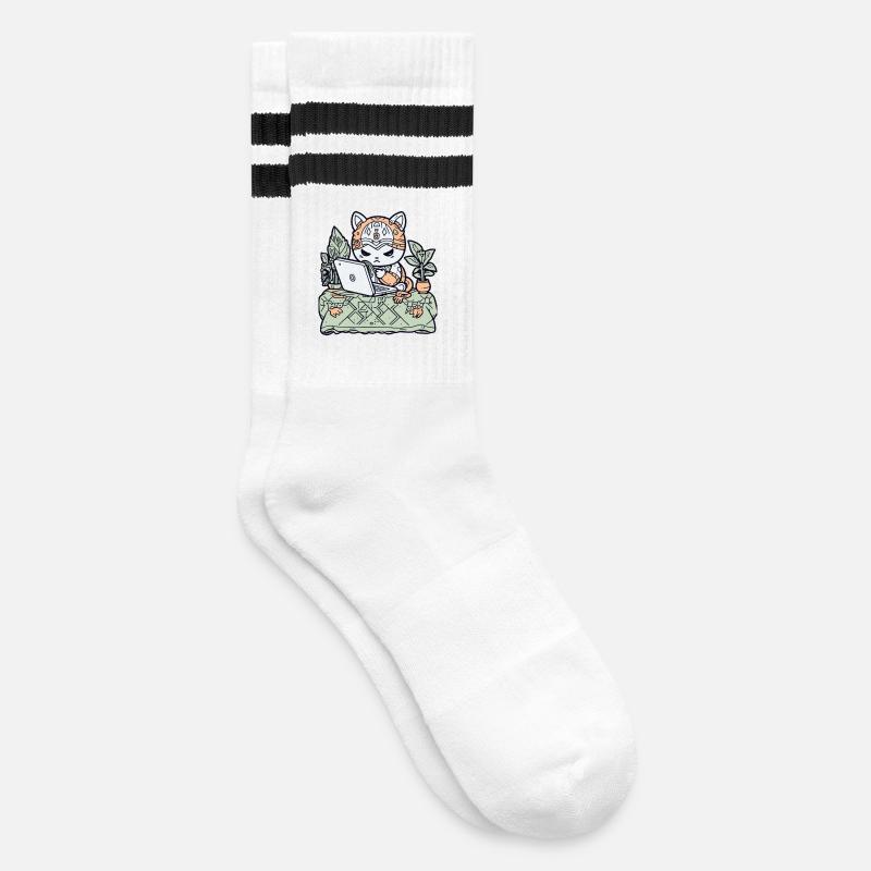Chat Tech en armure de jardin - Chaussettes de tennis - blanc/noir