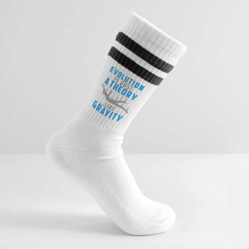 Evolution is a Theory like Gravity Striped tennis socks