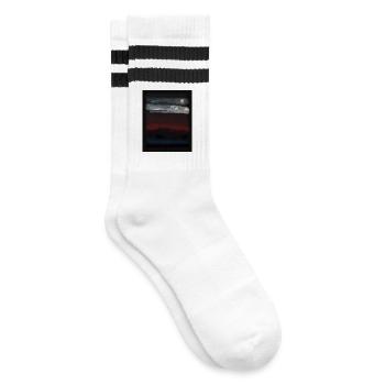 Rothko style in digital colors - Striped tennis socks - white/black - Right