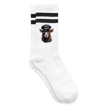 Police Goat - Striped tennis socks - white/black - Right