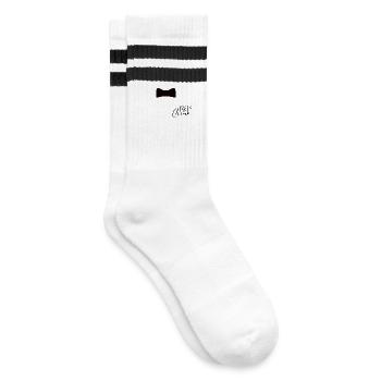 Party Crew – Team Outfit für Feiern - Gestreifte Tennissocken - Weiß/Schwarz - Rechts