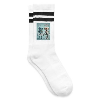 Couple de robots - Chaussettes de tennis - blanc/noir - Droite