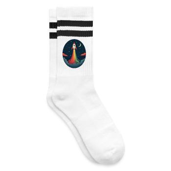 Launched Out - Never Looking Back - Striped tennis socks - white/black - Right
