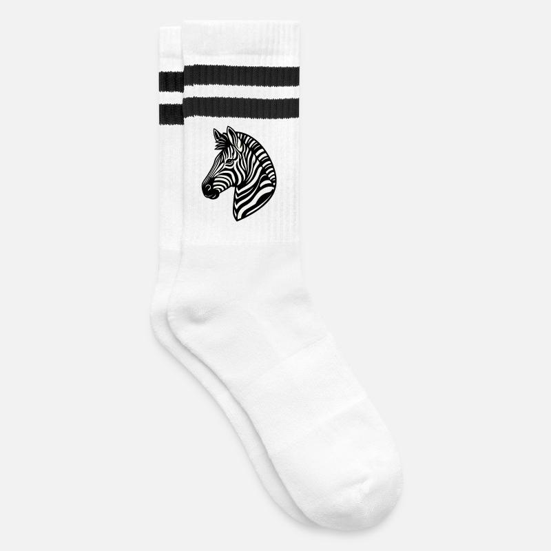 Zebra - Gestreifte Tennissocken - Weiß/Schwarz