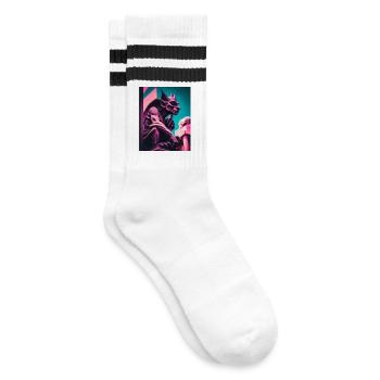 Gargoyle - Gestreifte Tennissocken - Weiß/Schwarz - Rechts