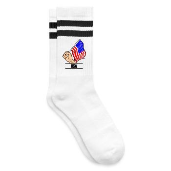 Flag USA fist text USA - Chaussettes de tennis - blanc/noir - Droite