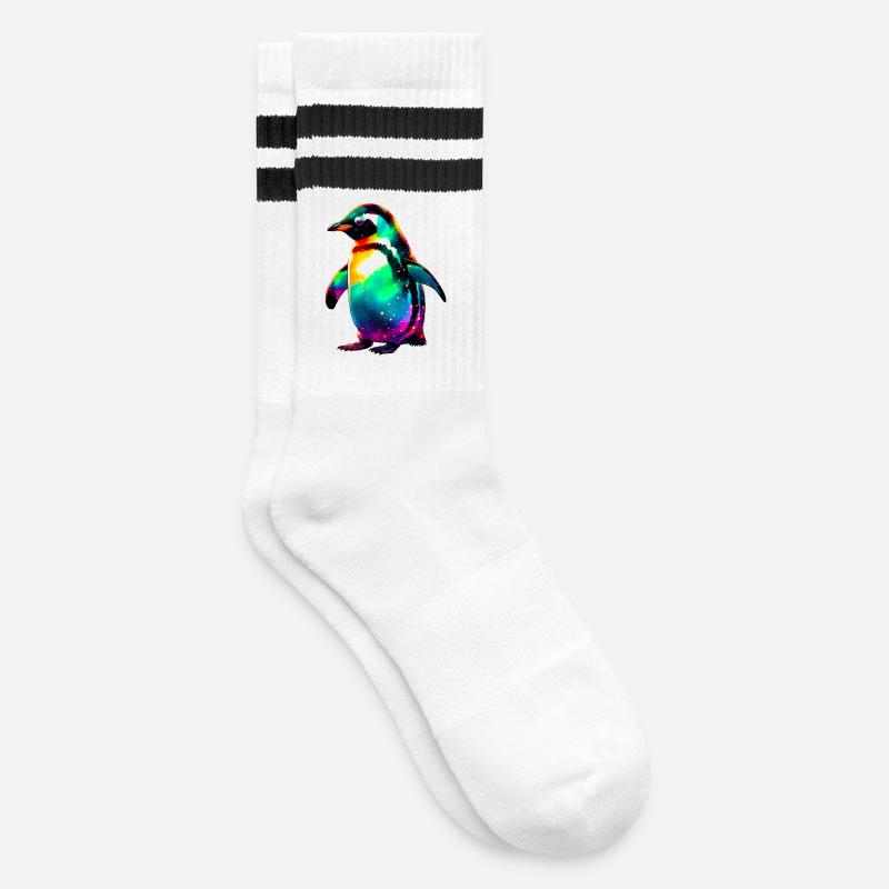 Pinguin - Gestreifte Tennissocken - Weiß/Schwarz