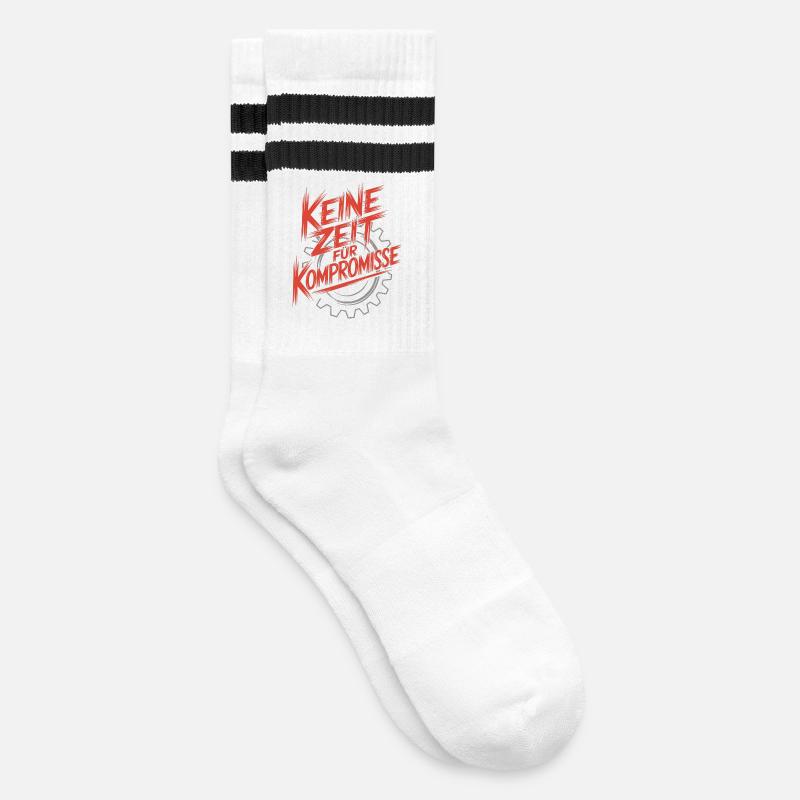 Pas le temps pour le compromis rouge - Chaussettes de tennis - blanc/noir