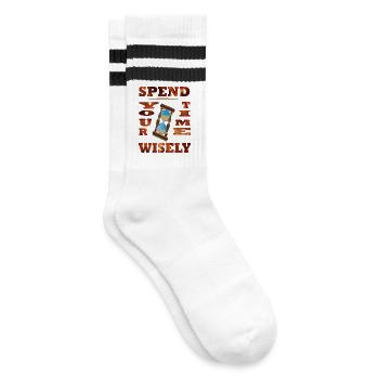 Spend Your Time Wisely - Striped tennis socks - white/black - Right