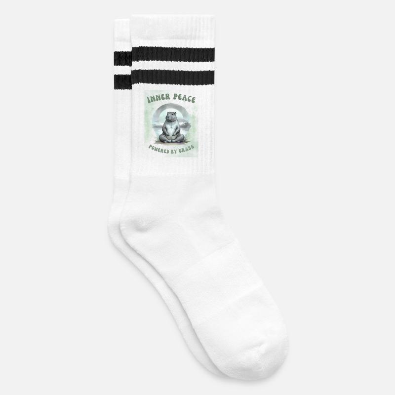 Inner Peace – Powered by Grass Design - Gestreifte Tennissocken - Weiß/Schwarz