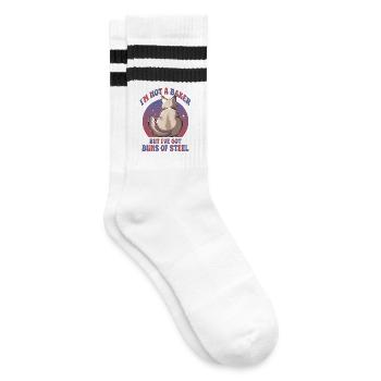 Buns of Steel Cat - Striped tennis socks - white/black - Right