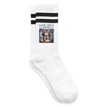 Katzenchef im Büro Not today - Gestreifte Tennissocken - Weiß/Schwarz - Rechts