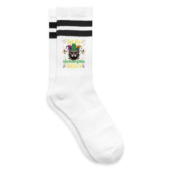 Spielereien Lustiger Waschbär Mardi Gras - Gestreifte Tennissocken - Weiß/Schwarz - Rechts