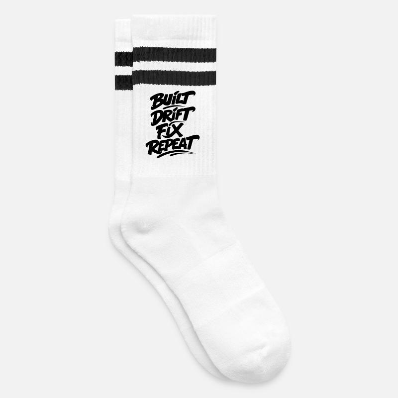 Built Drift Fix Repeat v2 - Striped tennis socks - white/black