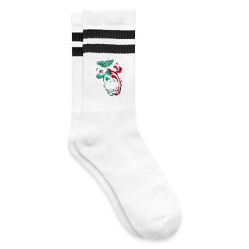Split Face Horror GreenRed - Striped tennis socks - white/black - Right