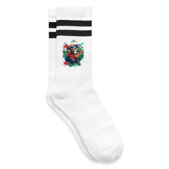 Party Dog in Headphones - Striped tennis socks - white/black - Right