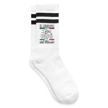 Italienischer Papa ist der Beste - Gestreifte Tennissocken - Weiß/Schwarz - Rechts