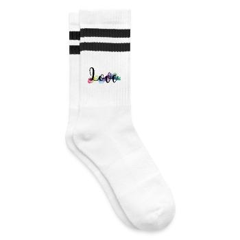 Love bunt - Gestreifte Tennissocken - Weiß/Schwarz - Rechts