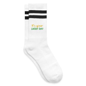 It´s your lucky day - Gestreifte Tennissocken - Weiß/Schwarz - Rechts