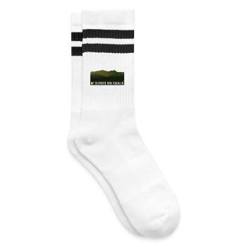 Mountains are Calling | Panorama - Striped tennis socks - white/black - Right