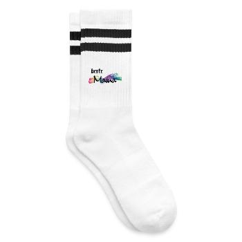 Beste Mama - best mummy - Gestreifte Tennissocken - Weiß/Schwarz - Rechts