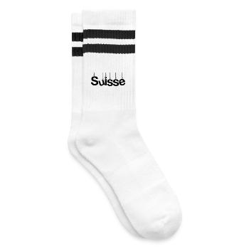 SWITZERLAND. COUNTRY. GENEVA. HUMOR. FLAG - Striped tennis socks - white/black - Right