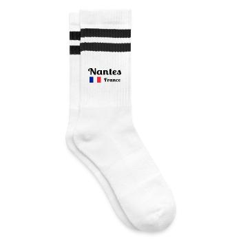 Nantes, France- Imprimés élégants - Chaussettes de tennis - blanc/noir - Droite