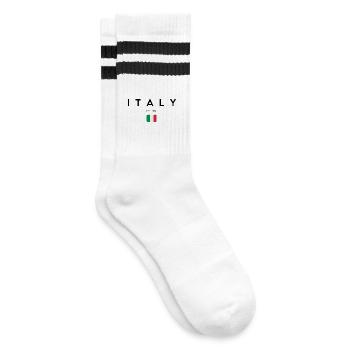 Italian pride, minimalist sleek design - Striped tennis socks - white/black - Right