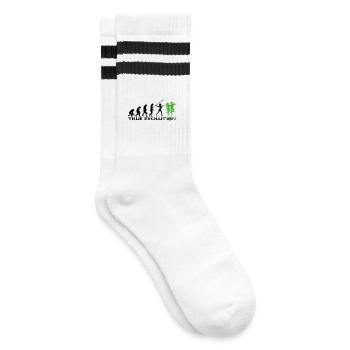 Entwicklung hin zu traditionellem irischem Tanz - Gestreifte Tennissocken - Weiß/Schwarz - Rechts
