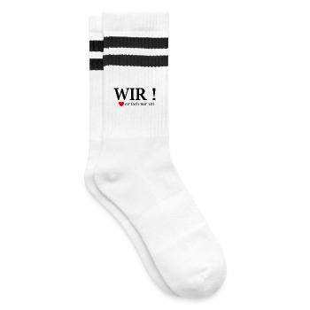 WIR! Einfach nur wir Herz - Gestreifte Tennissocken - Weiß/Schwarz - Rechts