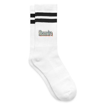 Aleandra T-Shirt Retro Vintage T-Shirt Geschenk - Gestreifte Tennissocken - Weiß/Schwarz - Rechts