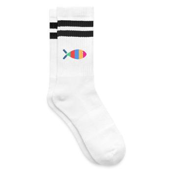 POISSON. SARDINE. POISSON D'AVRIL. MER. OCÉAN. NAT - Chaussettes de tennis - blanc/noir - Droite