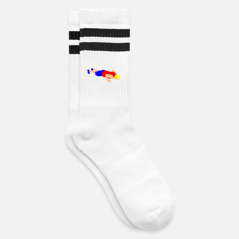 Liegestütz - Gestreifte Tennissocken - Weiß/Schwarz