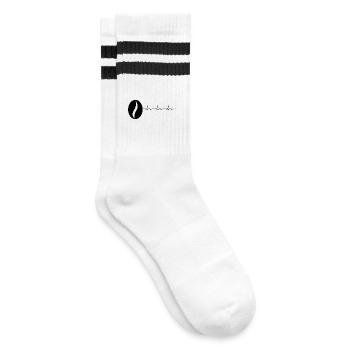 Kaffeebohne Kaffeeliebhaber Kaffee EKG Herzschlag - Gestreifte Tennissocken - Weiß/Schwarz - Rechts