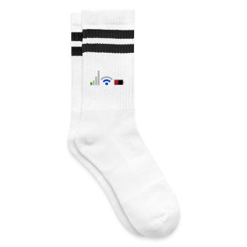Tech Signal and Battery Wifi Network Icons - Striped tennis socks - white/black - Right