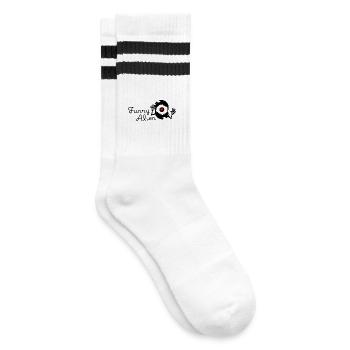 Funny Alien - Schwarz - Gestreifte Tennissocken - Weiß/Schwarz - Rechts