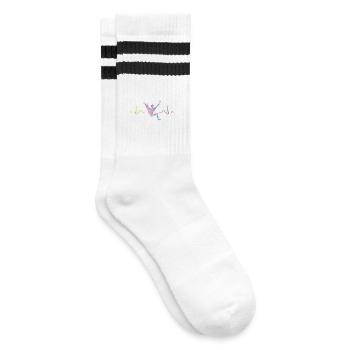Boulderer Herzschlag Boulder Bouldern - Gestreifte Tennissocken - Weiß/Schwarz - Rechts
