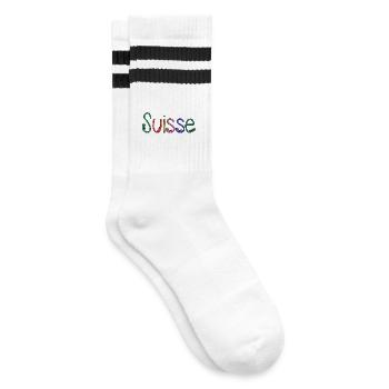 SWITZERLAND. HUMOR. COUNTRY. FLAG - Striped tennis socks - white/black - Right