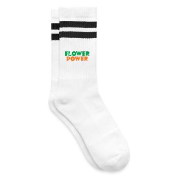 Blumenkind Hippie - Gestreifte Tennissocken - Weiß/Schwarz - Rechts