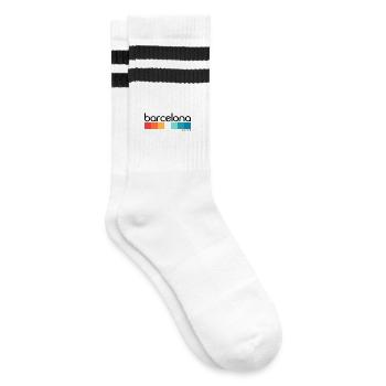 Barcelona - Spain - Spanien - Espana - Gestreifte Tennissocken - Weiß/Schwarz - Rechts