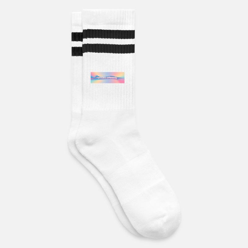 I process differently - Striped tennis socks - white/black