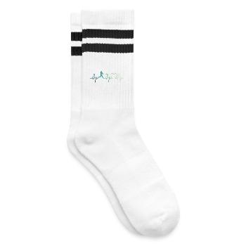 Baseball-Baseball-Herzschlag-Baseballspieler - Gestreifte Tennissocken - Weiß/Schwarz - Rechts