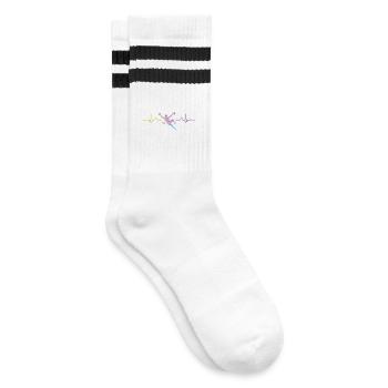 Boulderer Herzschlag Boulder Bouldern - Gestreifte Tennissocken - Weiß/Schwarz - Rechts